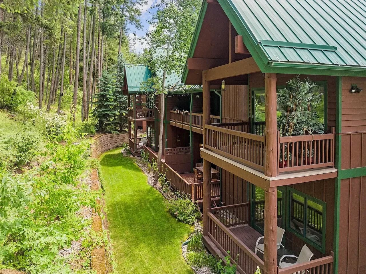 Tiered decks over the lawn