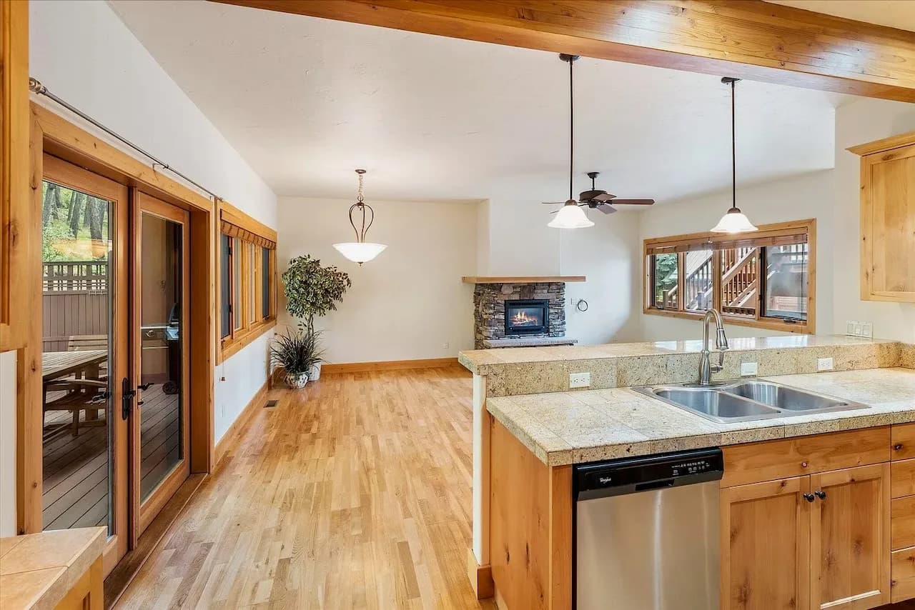 Granite and stainless kitchen with breakfast bar