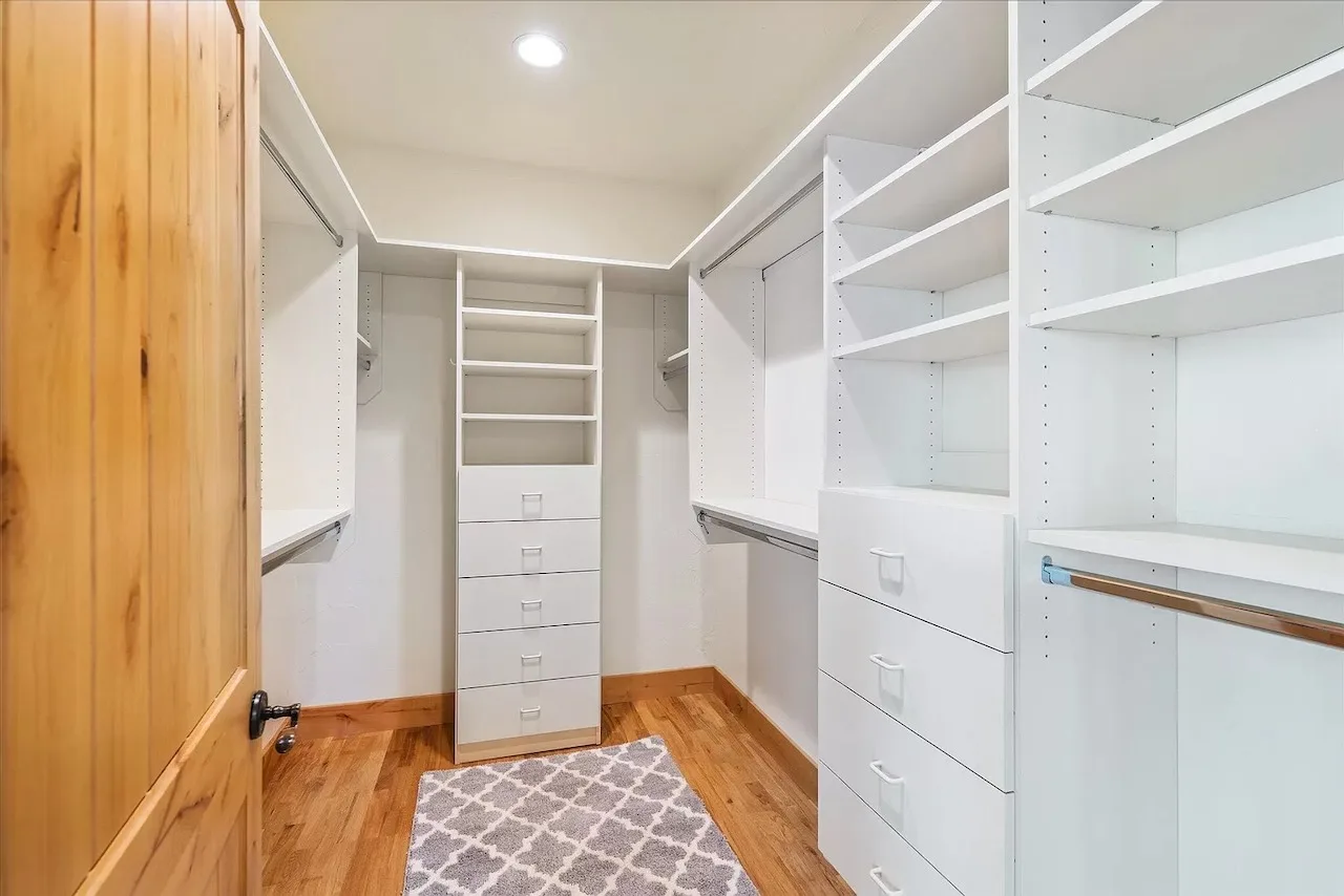 Walk-in closet with custom shelving